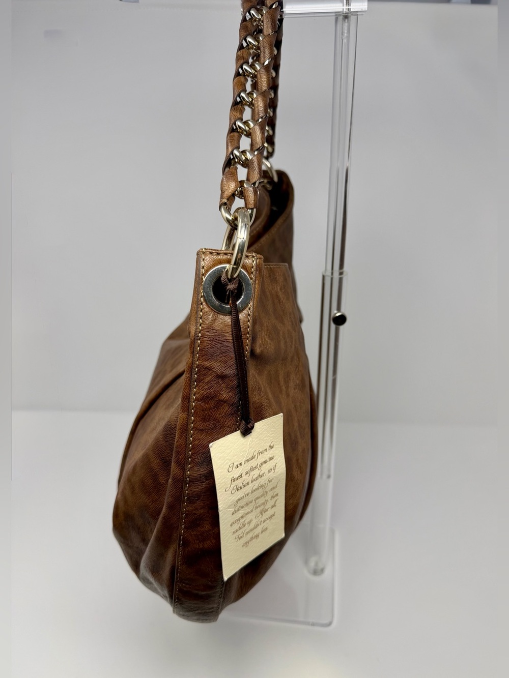 Ted Baker Brown Leather & Braided-Handle Hobo Bag NWT - Picture 4 of 9